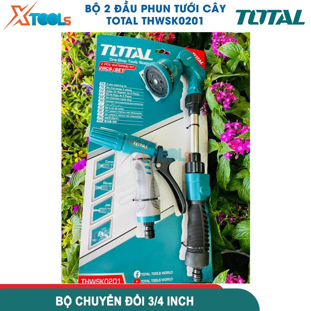 Bộ 2 đầu phun nước 3 chiều và 6 chiều Total THWSK0201 nhựa ABS chống va đập cao với TPR, tay cầm cách điện - CHÍNH HÃNG