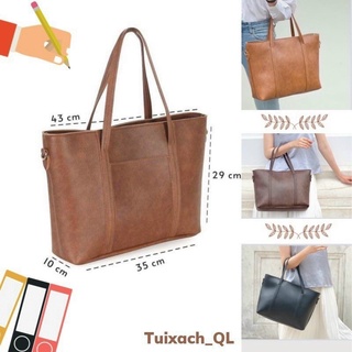 Túi tote da phong cách vintage Hàn Quốc Size to vừa laptop