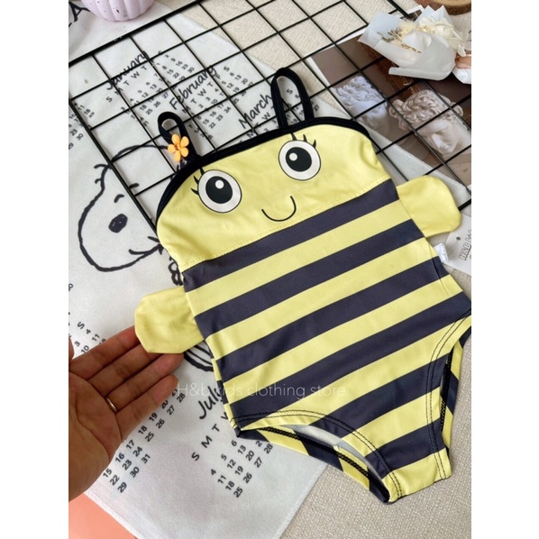 Bikini bé gái,bộ bơi bé gái, đồ bơi bé gái liền thân con ong 2 dây siêu dễ thương