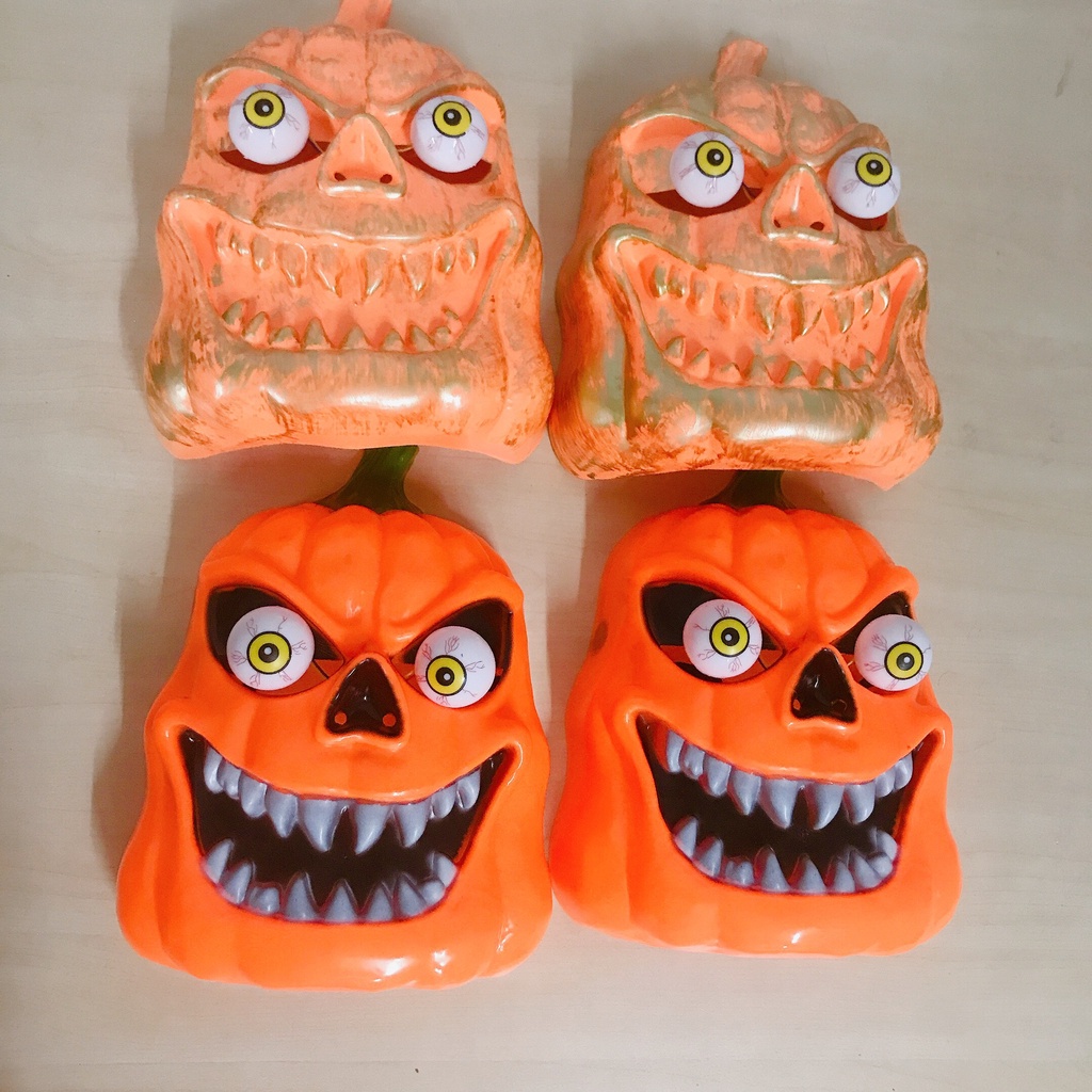 Mặt nạ hóa trang bí ngô mắt lồi có đèn được tặng kèm pin - Mặt nạ halloween trái bí ngô phát sáng - VPP Gấu Bông baby