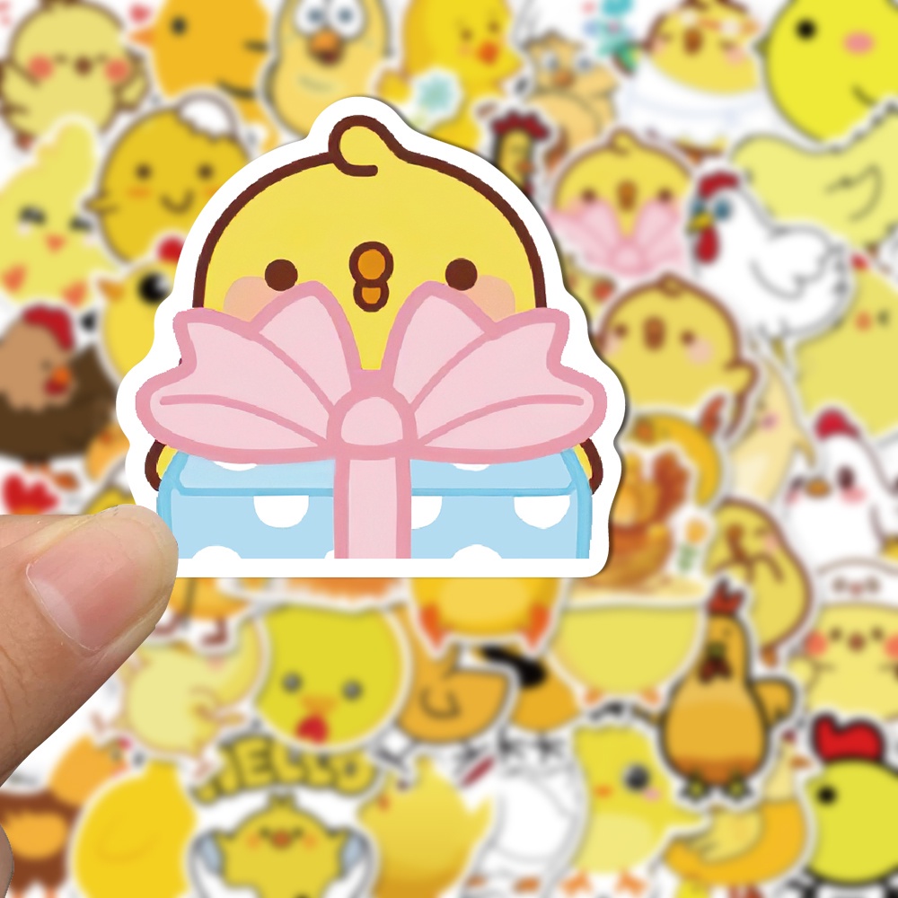 50 miếng dán hình gà con chống nước trang trí laptop/ điện thoại