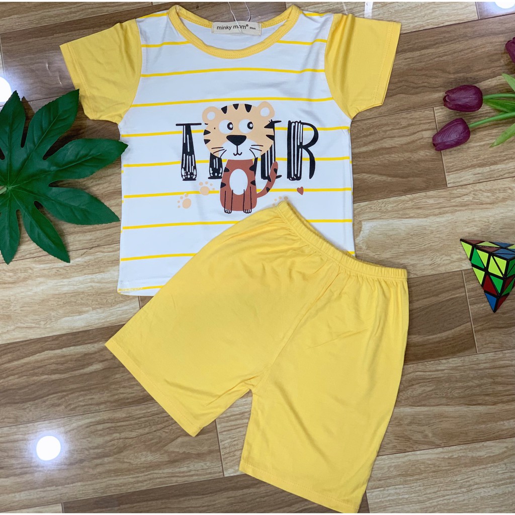 MINKY MOM HÀNG LOẠI 1 Bộ thun lạnh cộc tay họa tiết động vật đáng yêu cho bé trai bé gái từ 8 - 20kg