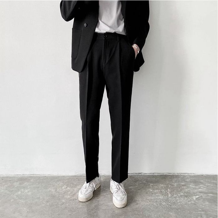 Quần âu nam Hàn Quốc ống suông đen dáng baggy, quần tây nam công sở vải co giãn phong cách trẻ trung Unisex QABG