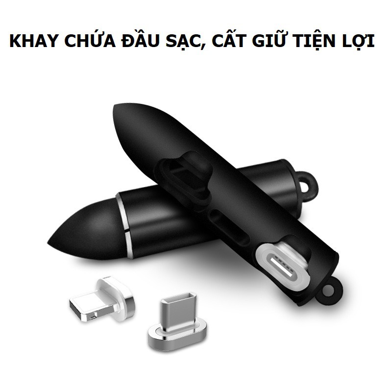 Phụ kiện lưu trữ đầu sạc nam châm, vỏ nhôm, lõi silicon ⚜️ lưu trữ 3 đầu sạc nam châm tiện lợi