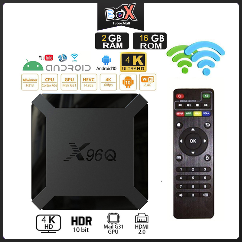 ANDROID Tv Box X96Q 4k Allwinner H313 Quad Core 2gb 16gb Youtbe Và Phụ Kiện