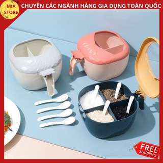 Hộp nhựa đựng gia vị 4 ngăn hình trái thơm siêu cute cao cấp tiện ích đồ dùng nhà bếp