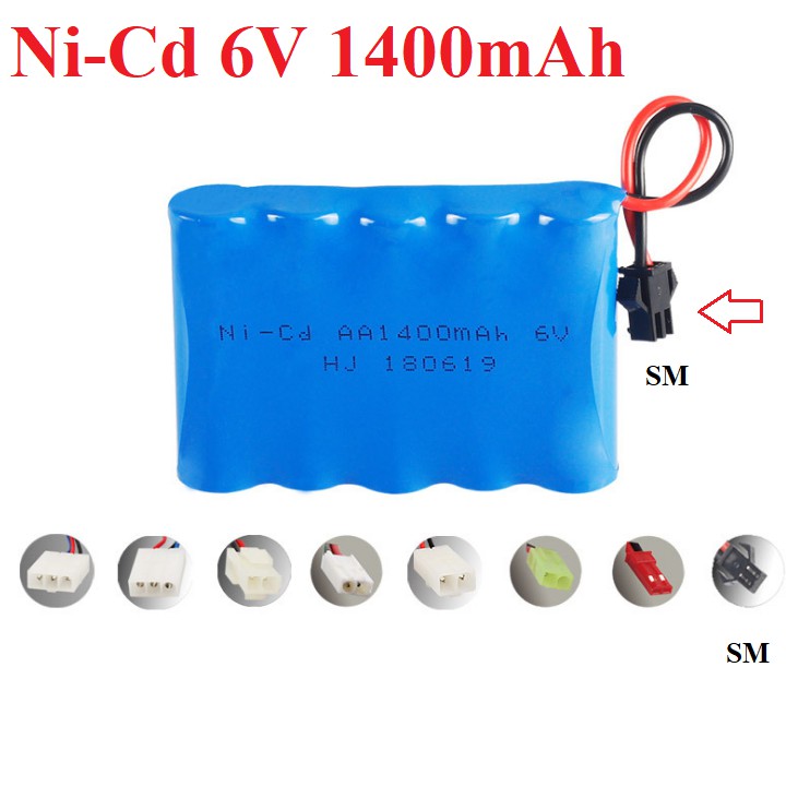 Pin sạc 6v 1400mah dùng cho xe mô hình điều khiển từ xa dung lượng cao cổng nối SM