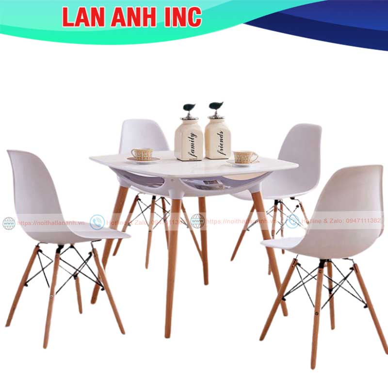 Bàn ăn hiện đại phòng bếp nhập khẩu 4 chỗ hình oval đẹp giá rẻ LAB155A