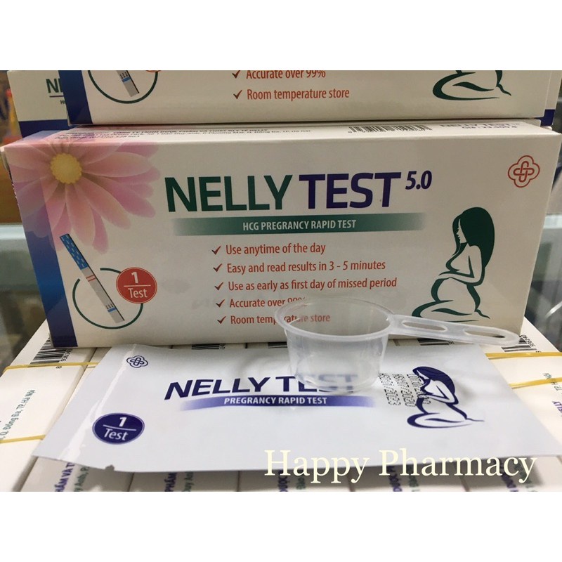 Que thử thai NELLY - Bản to 5mm, cốc tay cầm, cho kêt quả nhanh, chính xác - che tên khi giao hàng