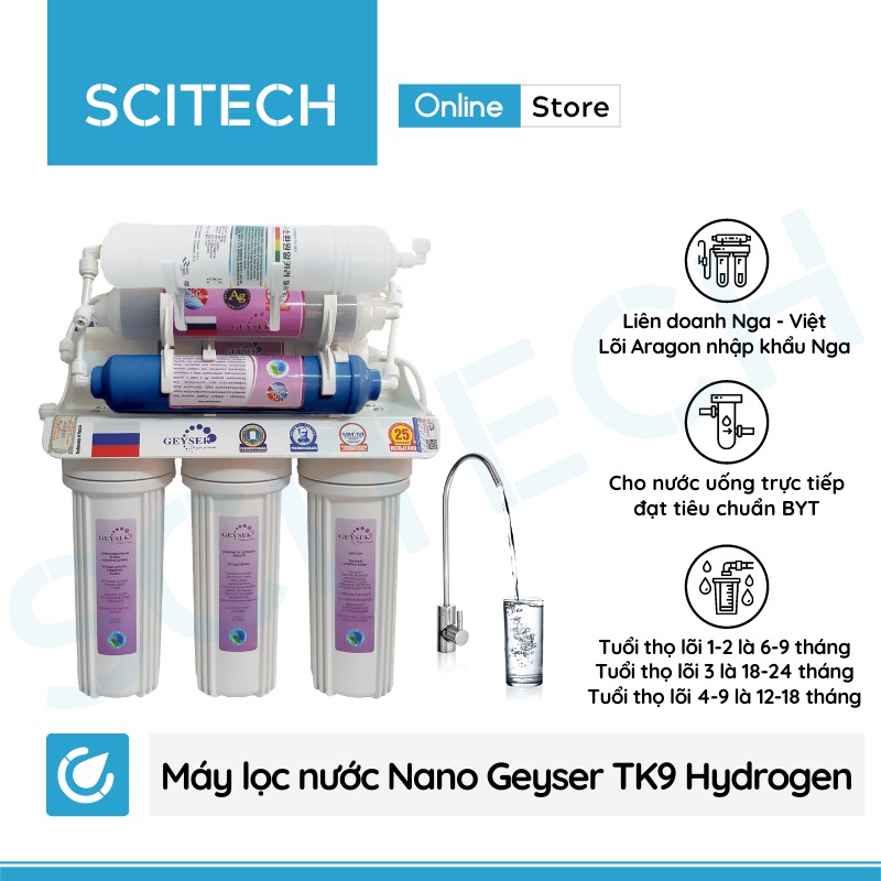 Máy lọc nước Nano Geyser TK9 Hydrogen ORP - Tích hợp công nghệ tạo nước ion kiềm