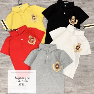 Áo phông cổ đức bé trai đắp logo sang trọng AT501