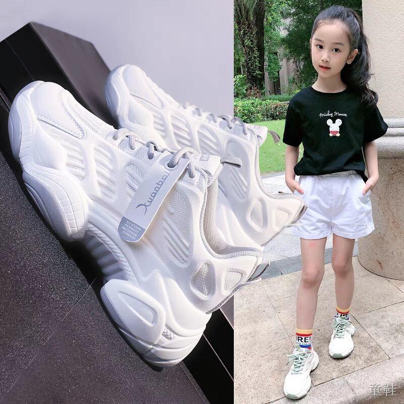 AOHUI☎✎☼Các mẫu Xuân Thu, giày bố mẹ, giày bé gái, giày trắng hoang dã 2021, trẻ em lớn Giày thể thao đế mềm cậu bé đẹp