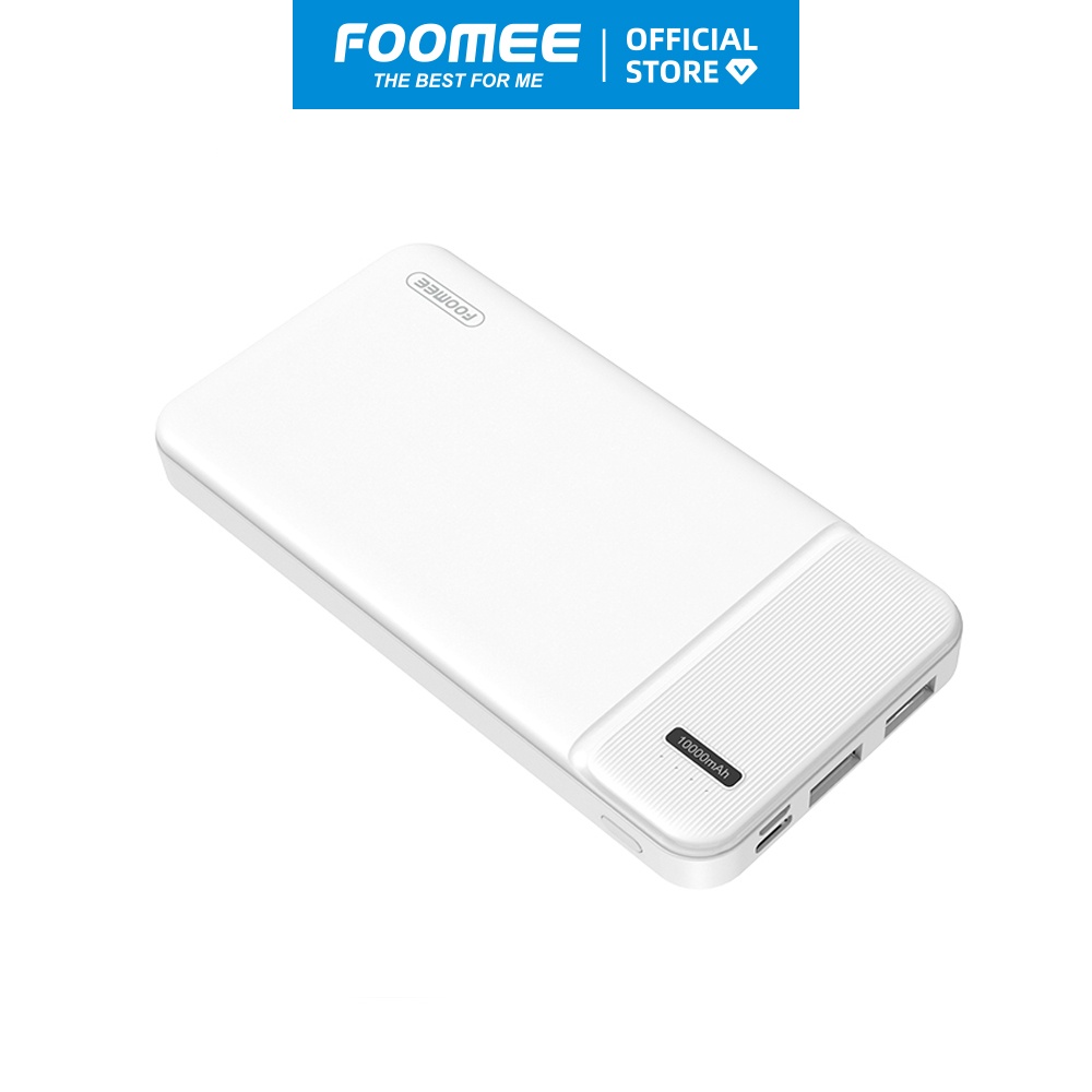 Pin Sạc Dự Phòng 10000mAh FOOMEE RC10 - Màu Đen/Trắng - Sạc 2 Thiết Bị Cùng Lúc - Hàng chính hãng