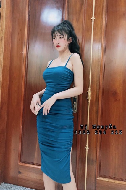 Đầm body nhúng xẻ tà 2 dây