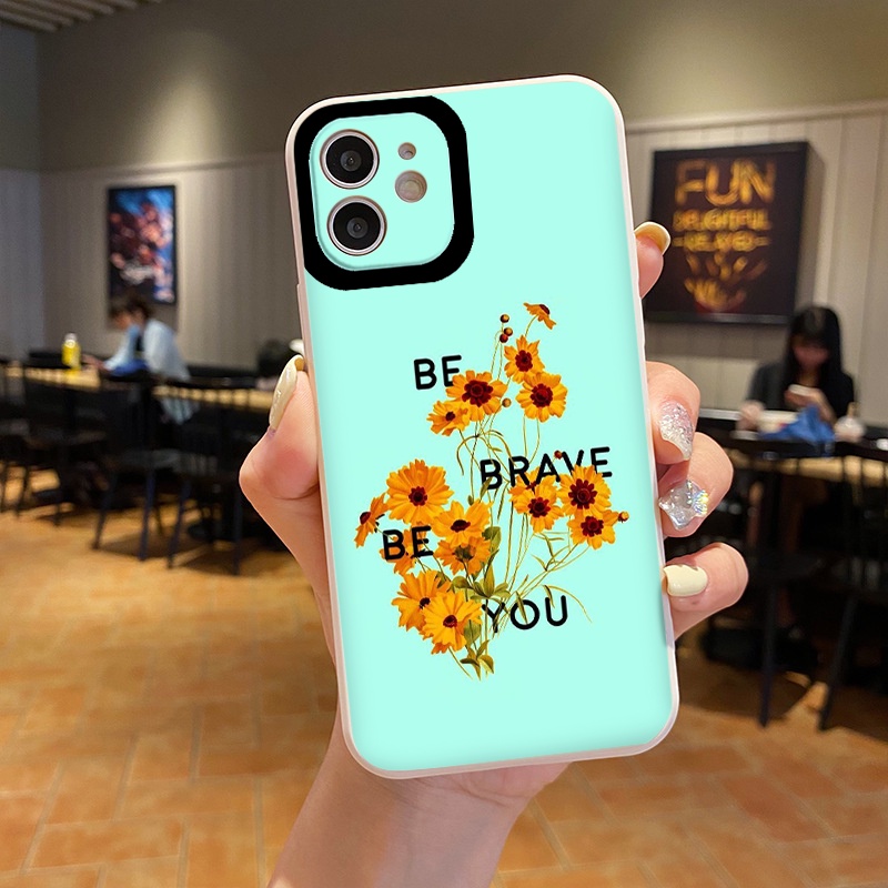 Ốp iphone - Ốp lưng iphone cạnh vuông viền camera cành hoa chữ đen dành cho ip 6 đến 14promax - ng274