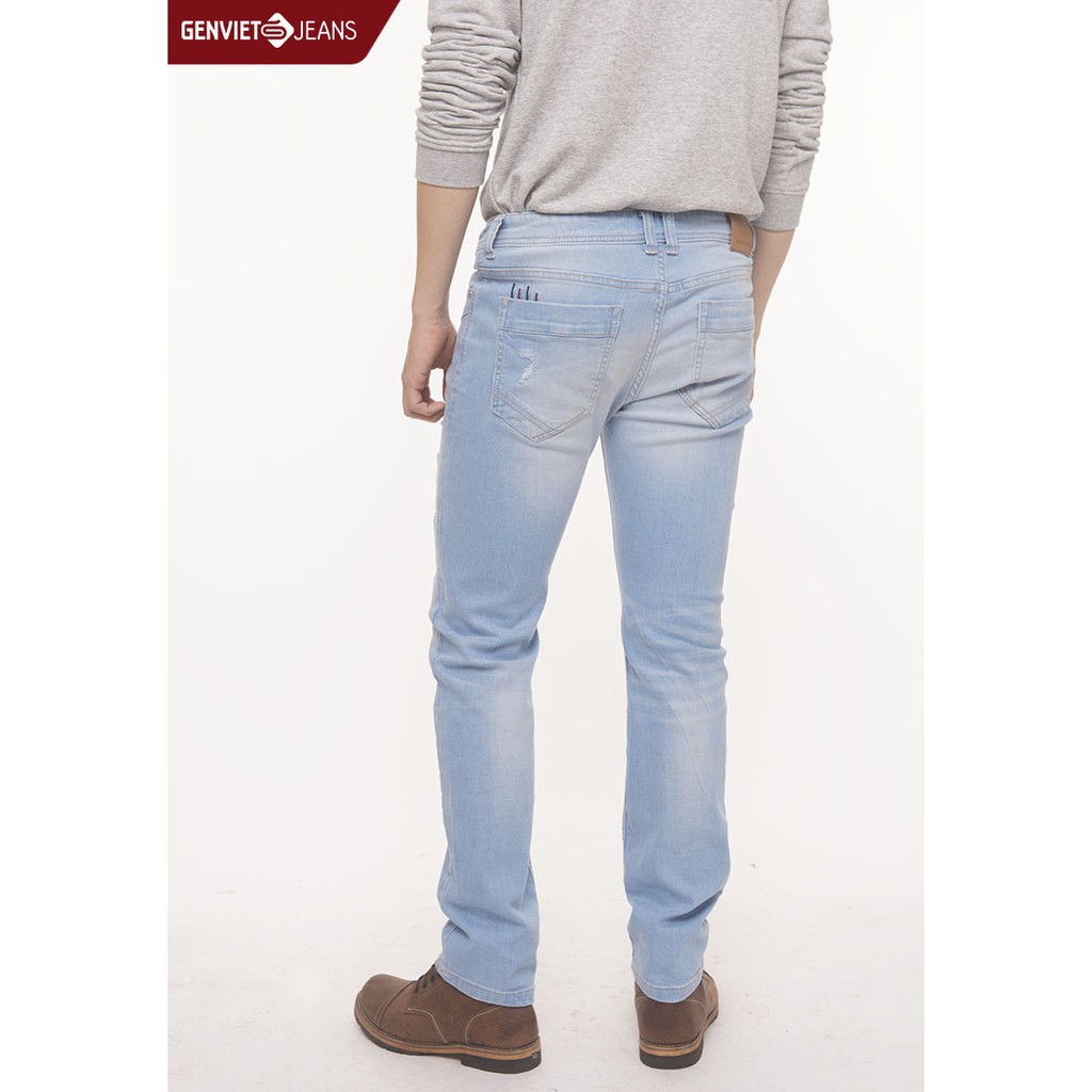 Quần Dài Jeans Nam Phối Xước Rách X1103J721 GENVI | BigBuy360 - bigbuy360.vn