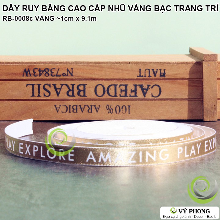 DÂY RUY BĂNG ÉP NHŨ VÀNG BẠC CAO CẤP TRANG TRÍ BÁNH KẸO QUÀ NOEL GIÁNG SINH PHONG CÁCH CHÂU ÂU RB-0008