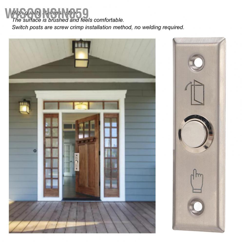 Wisconsin059 Door Access Control Switch Exit Press Button Stainless Steel Brushed Automatic Reset for Indoor Outdoor