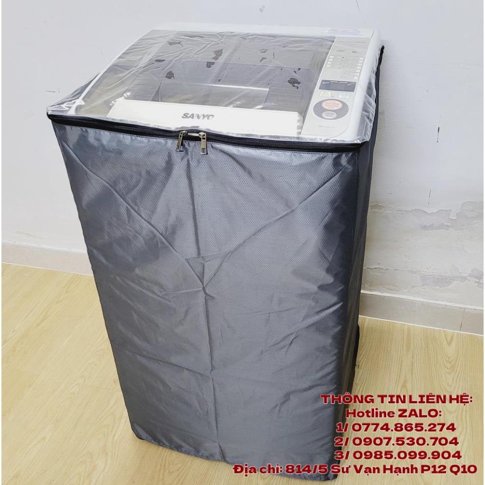 Áo Trùm Bảo Vệ Máy Giặt Cao Cấp Mặt Trong Suốt PVC - Túi Trùm Bọc Máy Giặt Lồng Đứng Cửa Trên
