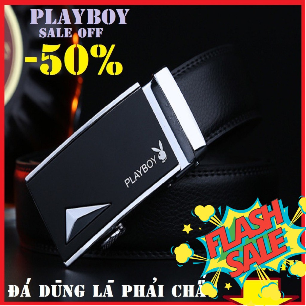 [HÀNG HIỆU] Thắt Lưng Da Nam PLAYBOY Khóa Tự Động Cao Cấp Dây Nịt Nam Da Bò 100% Chính Hãng Mạ Vàng Bạc Nam Tính GG-9K