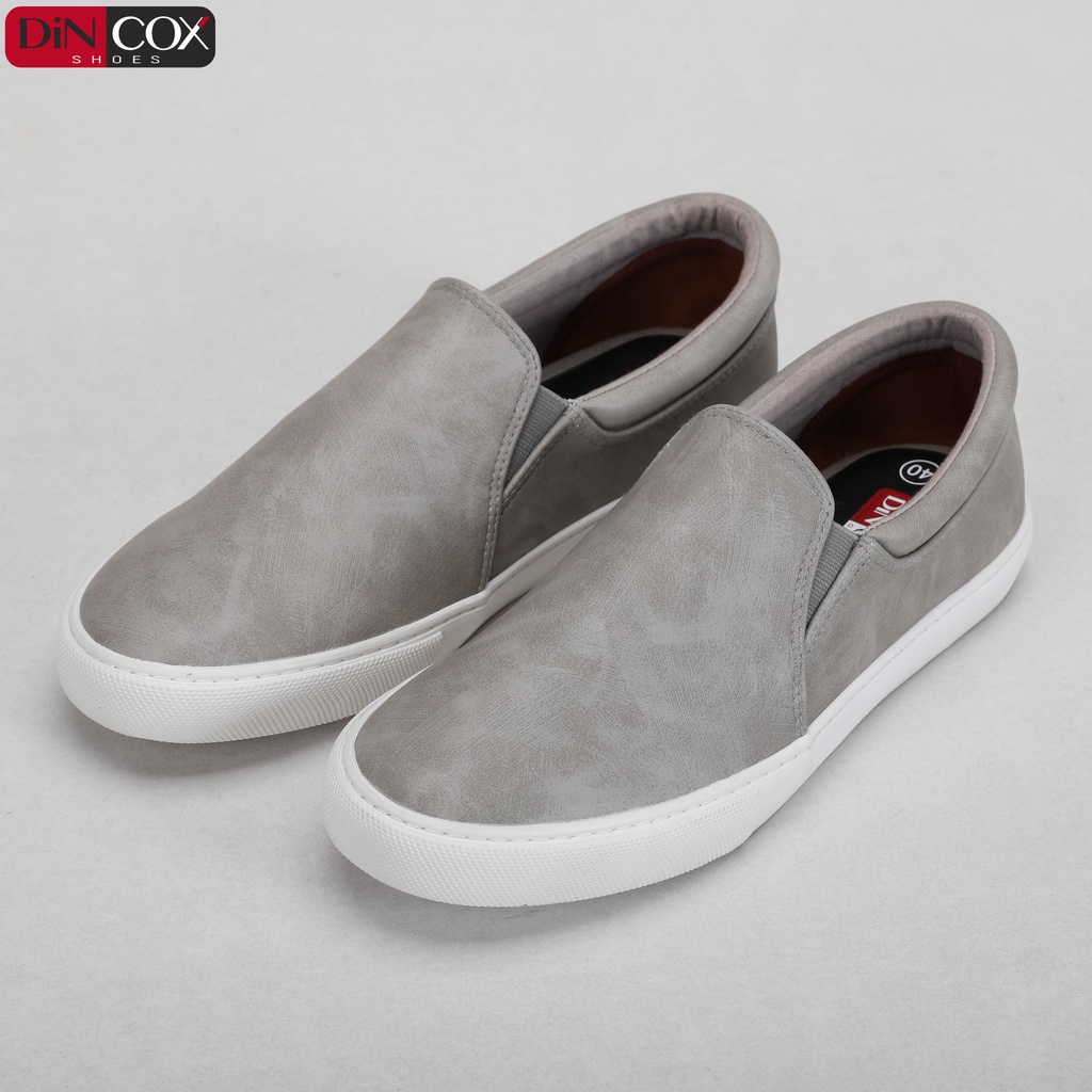 Giày Lười Sneaker Da Nam DINCOX C38 Đơn Giản, Lịch Lãm Grey