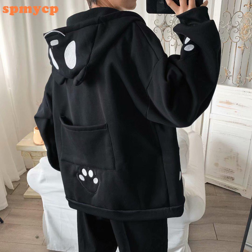 Áo Khoác Hoodie Dáng Rộng In Hình Gấu Trúc Kiểu Hàn Quốc Dễ Thương