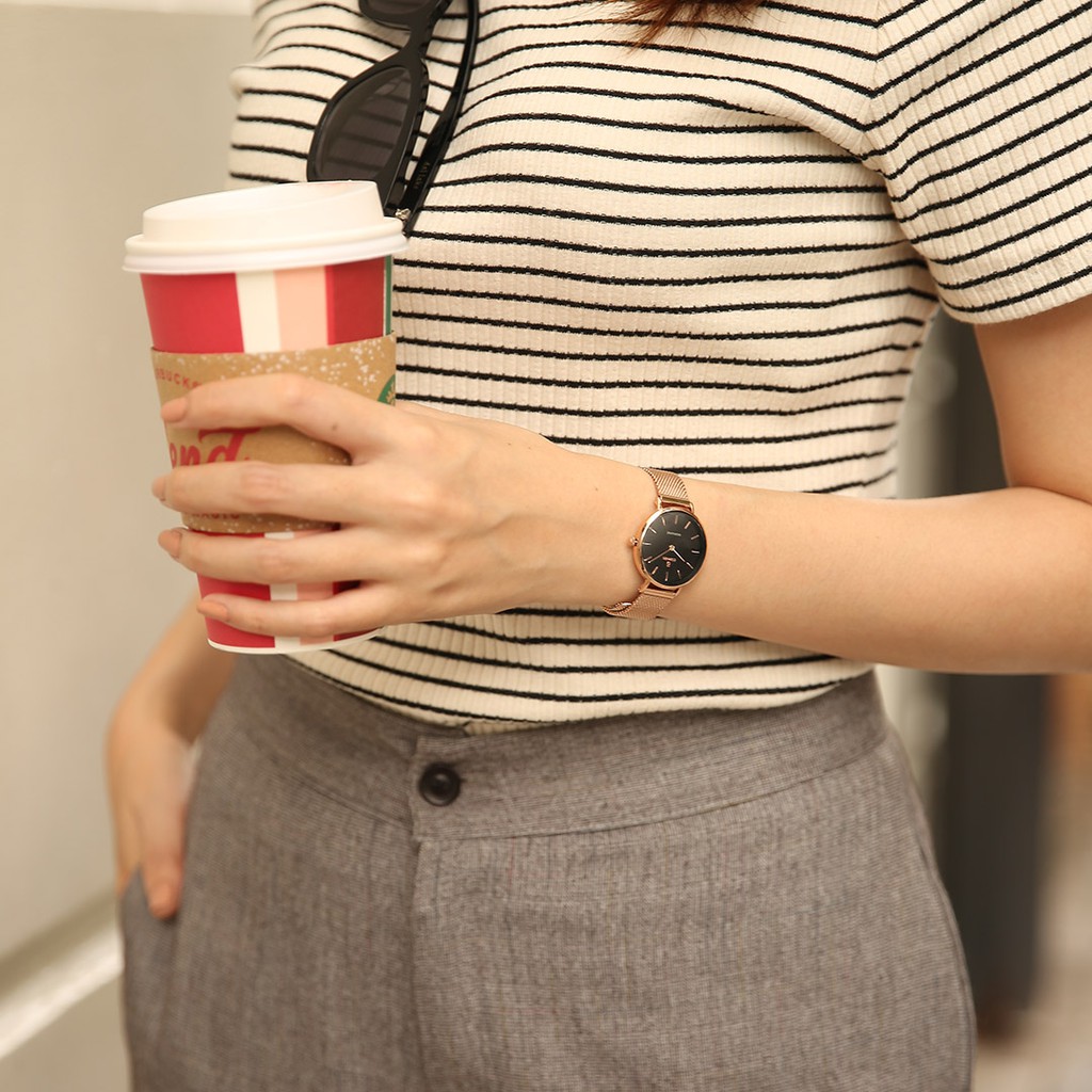 Đồng hồ nữ Curnon Moraine Grace dây kim loại chính hãng, thiết kế mặt nhỏ thời trang