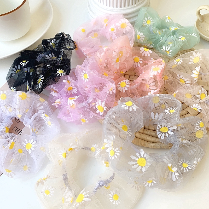 Dây Buộc Tóc Họa Tiết Hoa Cúc Xinh Xắn Cho Nữ