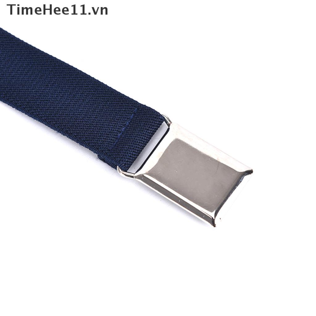 Dây Thắt Lưng Vải Canvas Co Giãn Màu Trơn Unisex Có Thể Điều Chỉnh Cho Bé Trai / Gái (Timehee11)