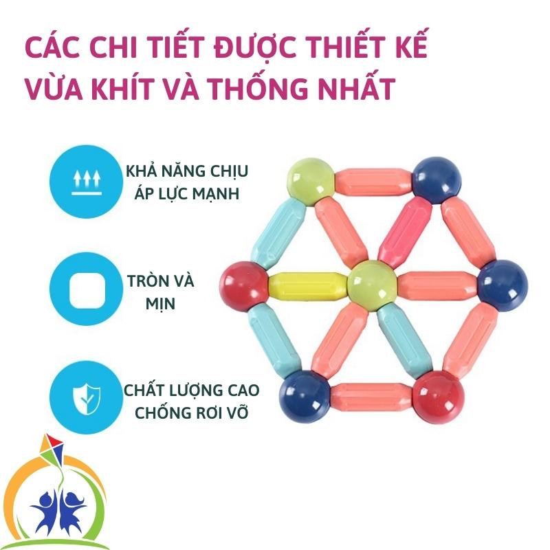 Xếp hình nam châm, Bộ đồ chơi ghép hình nam châm thông minh cho bé trai, bé gái GenKids