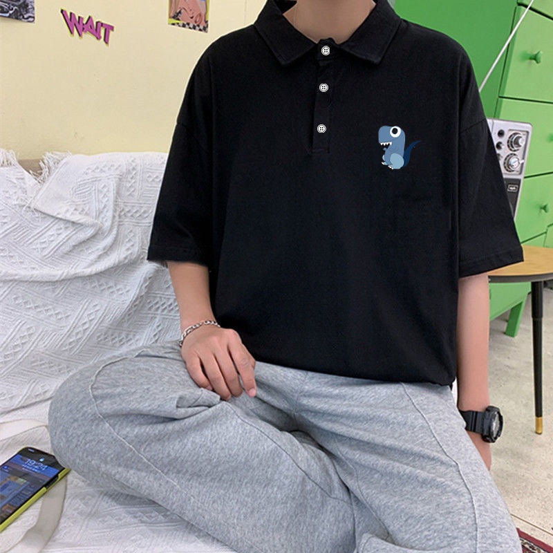Áo Polo Nam Nữ Form Rộng Chất Thun Mềm Mát Phong Cách In Hình Bé Khủng Long Ngốc Nghếch Siêu Đáng Yêu TTQ0348
