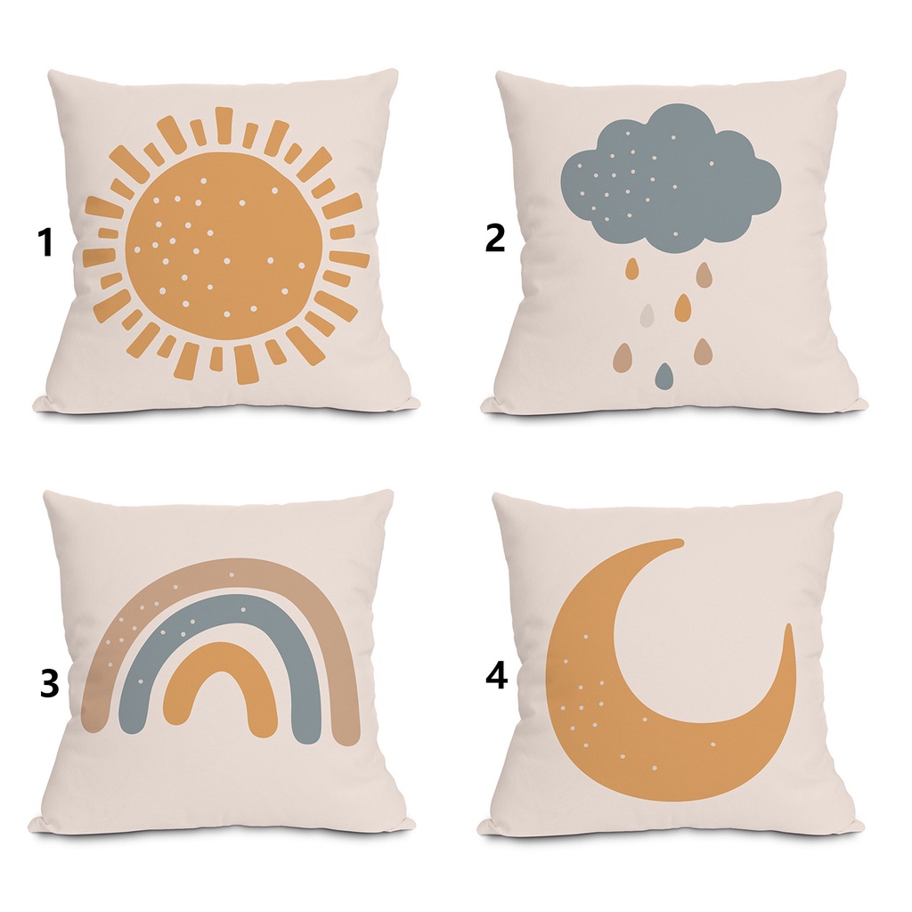 Vỏ gối tựa lưng vuông trang trí ghế sofa in hình mặt trăng mặt trời 40x40 45x45 50x50 60x60 70x70 | BigBuy360 - bigbuy360.vn