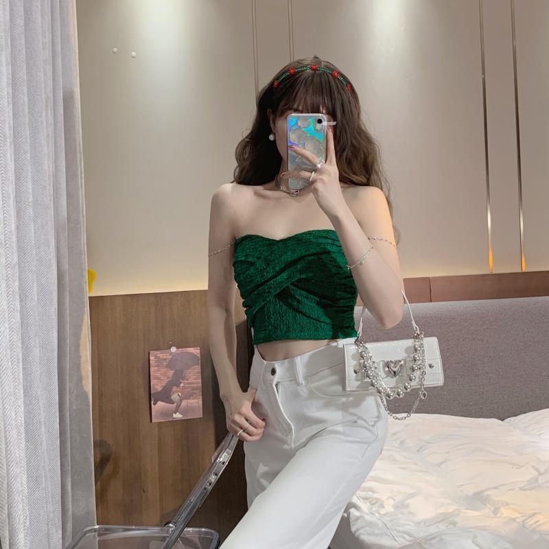 Áo Ống Hai Dây Viền Ren Đơn Giản Phong Cách Hàn Quốc Cho Nữ