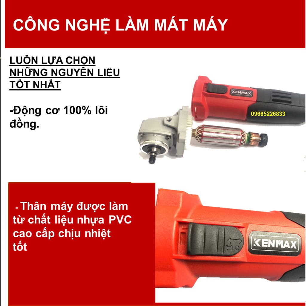 Máy mài góc Kenmax KM 100S ⚡️ TẶNG ĐĨA CẮT ⚡️ TẶNG CẶP CHỔI THAN ⚡️ CÔNG SUẤT 850W ⚡️ THƯƠNG HIỆU NHẬT BẢN