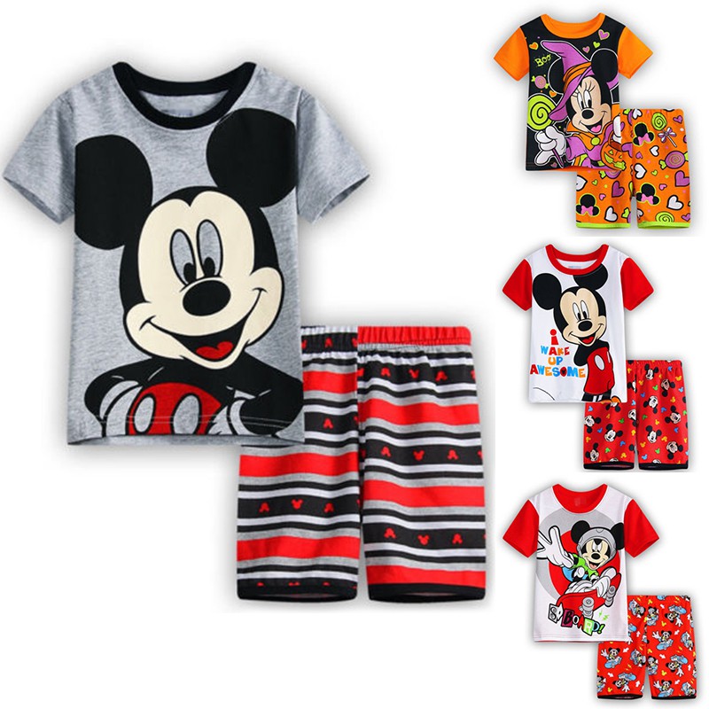 Bộ Pajamas áo thun tay ngắn hình Mickey + Quần short cho bé trai
