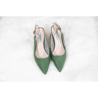 [Giày xinh toàn quốc] Giày cao gót kiểu Slingback, da lộn, gót vân gỗ mã 420, cao 6cm (1)