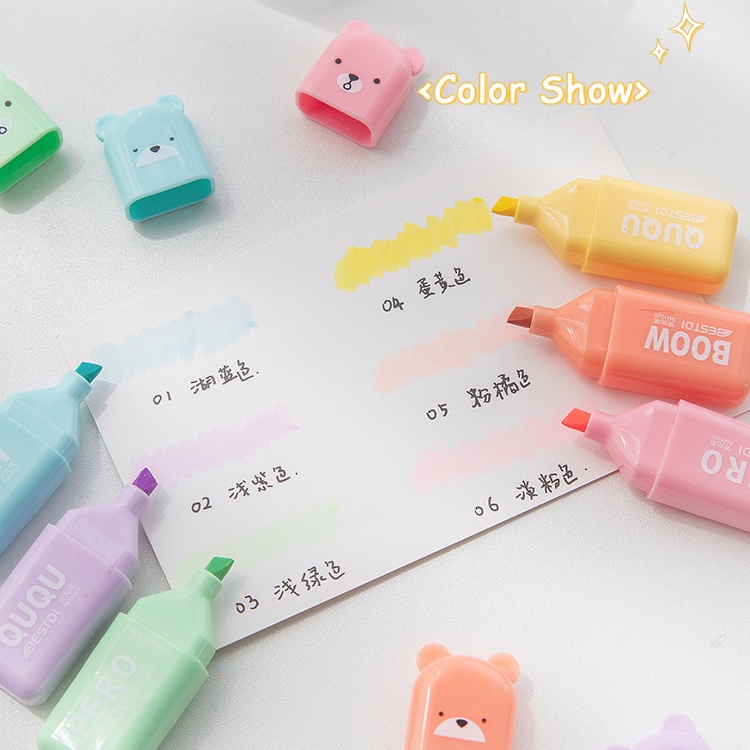 Bộ bút dạ quang mini màu macaron cổ điển cho học sinh