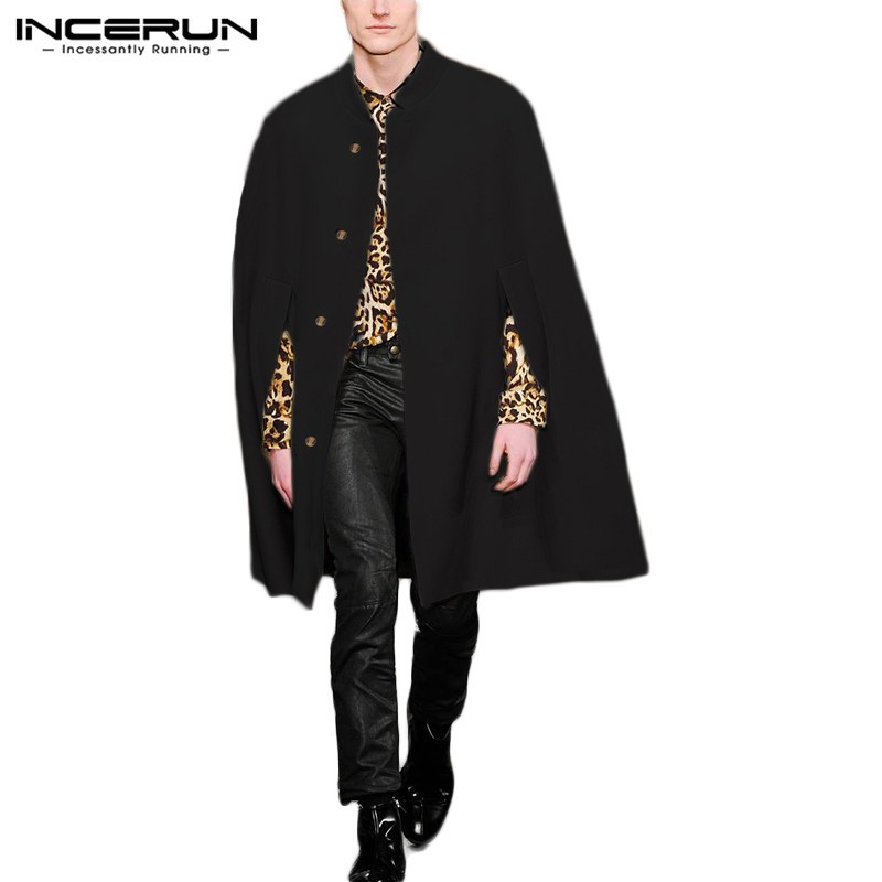 Áo khoác INCERUN dáng rộng màu trơn cổ điển cho nam