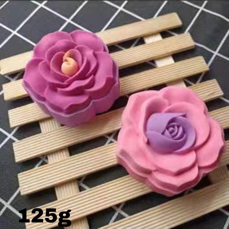 Khuôn trung thu lò xo 2 mặt hoa hồng 3D - 125g mẫu 229