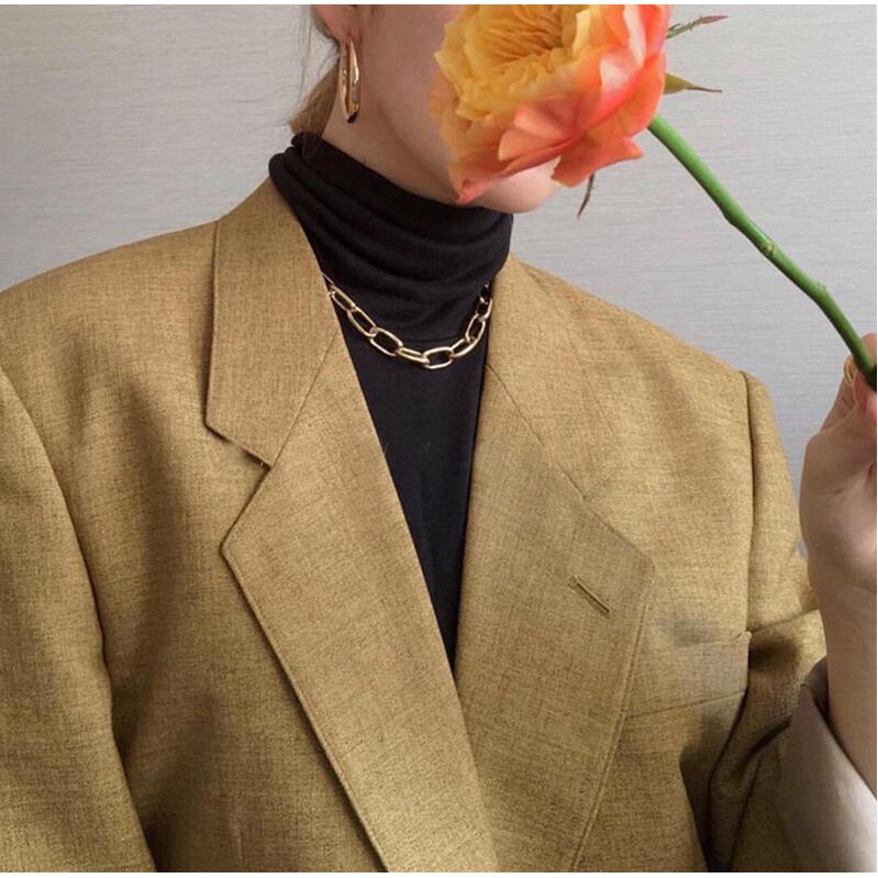 Vòng cổ choker bằng thép không gỉ mạ màu phong cách Retro
