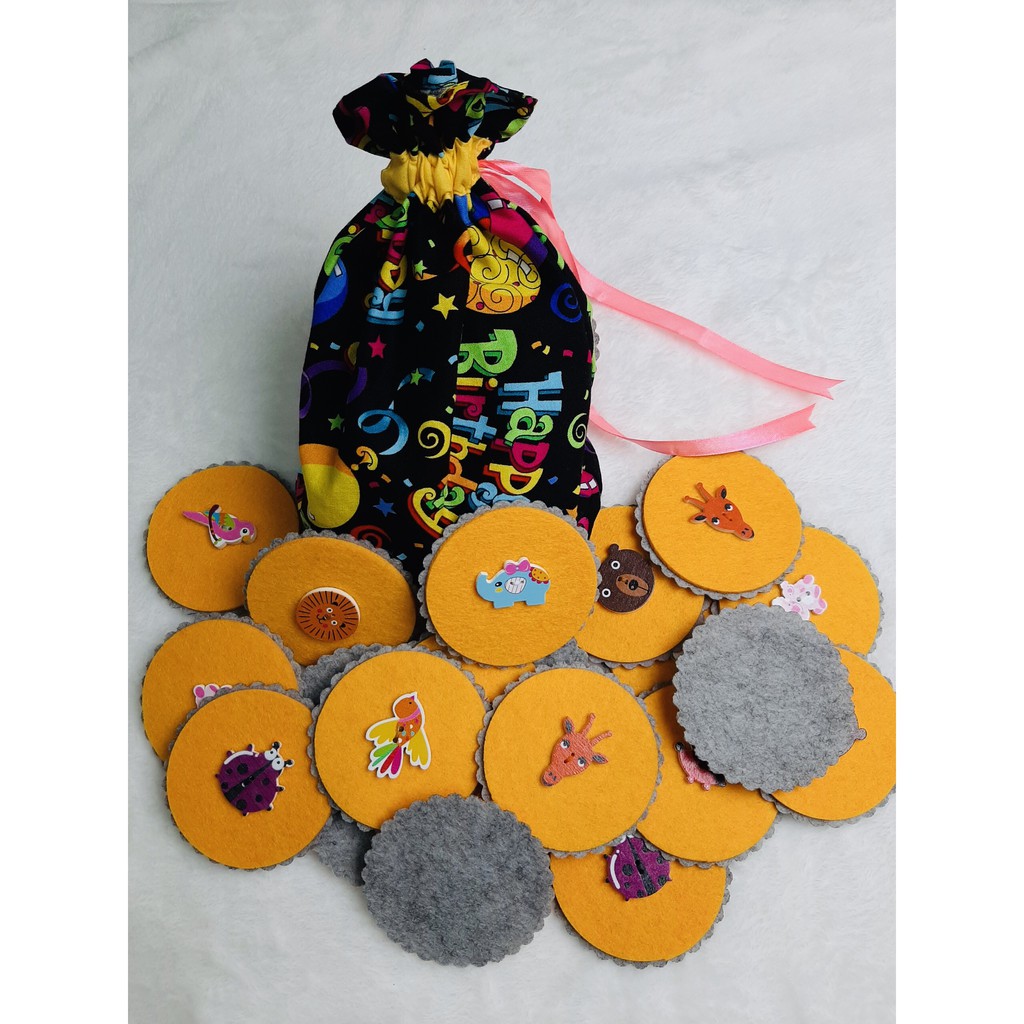 Đồ chơi vải nỉ TEDU - Bộ tìm cặp 20 hình động vật (Cam)