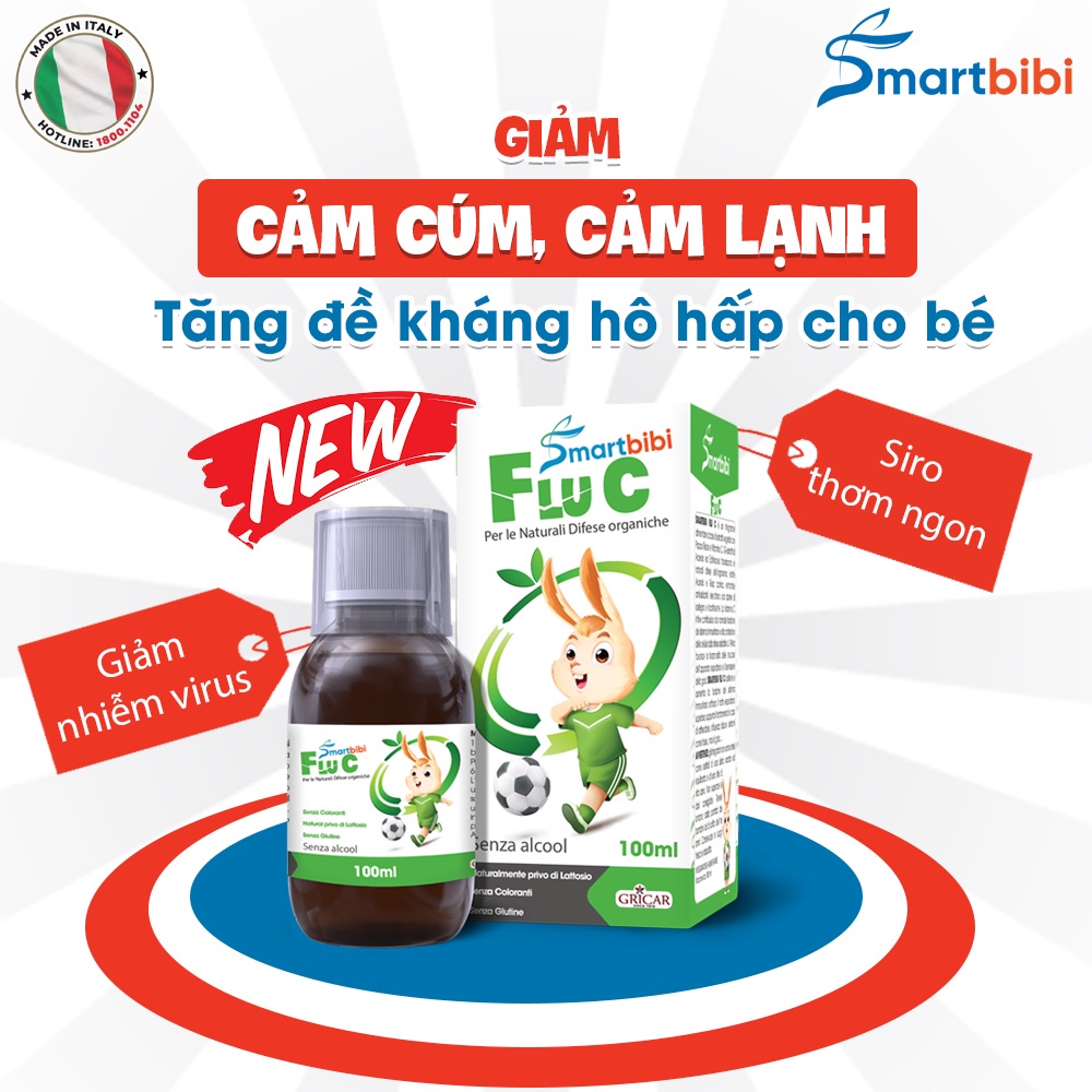 Siro Tăng Đề Kháng Cho Bé Smartbibi Flu C Giúp Tăng Cường Sức Khỏe Đường Hô Hấp Trên (100ml/Chai)
