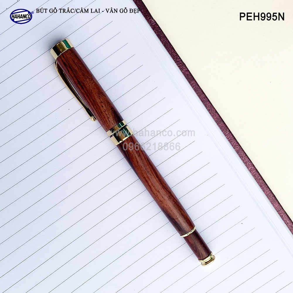Bút Kí Gỗ Trắc/Cẩm Nắp Đậy HAHANCO Vân Gỗ Tự Nhiên Siêu Đẹp/Quà Tặng Vô Giá- PEH995N
