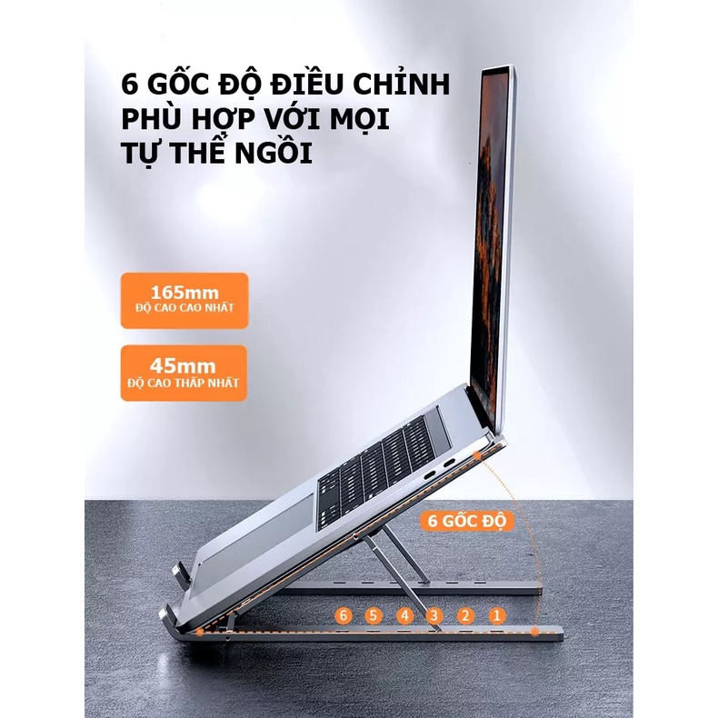Giá đỡ laptop bằng NHÔM XỊN ZIZAC gấp gọn dùng cho laptop có thể điều chỉnh nhiều mức độ cao