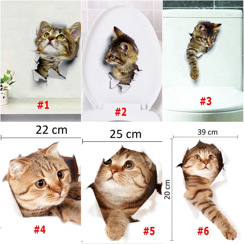 Miếng Dán Tường 3d Hình Mèo Sống Động