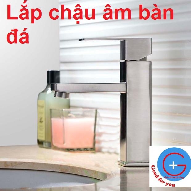 Vòi rửa mặt nóng lạnh inox 304 Vuông- cao 200 (Tặng kèm dây cấp- bảo hành 12 tháng), Vòi lavabo nóng lạnh inox 304