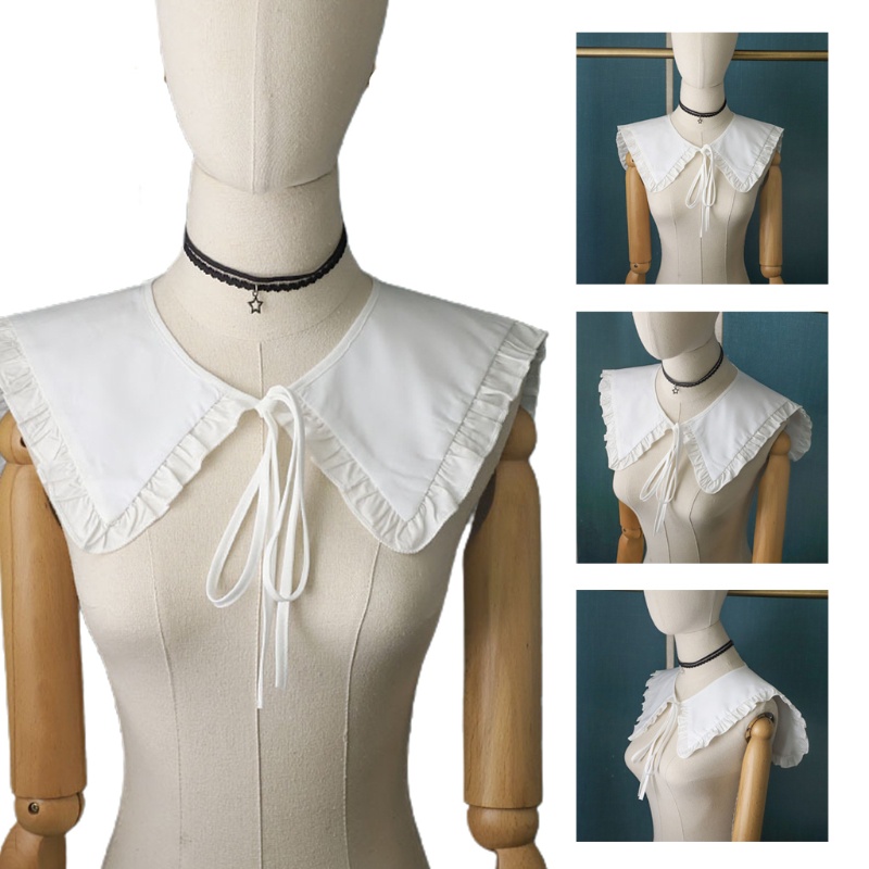 Vòng Cổ Lolita Giả Khăn Choàng Cổ Nhún Bèo Màu Trắng Trang Trí Cho Nữ