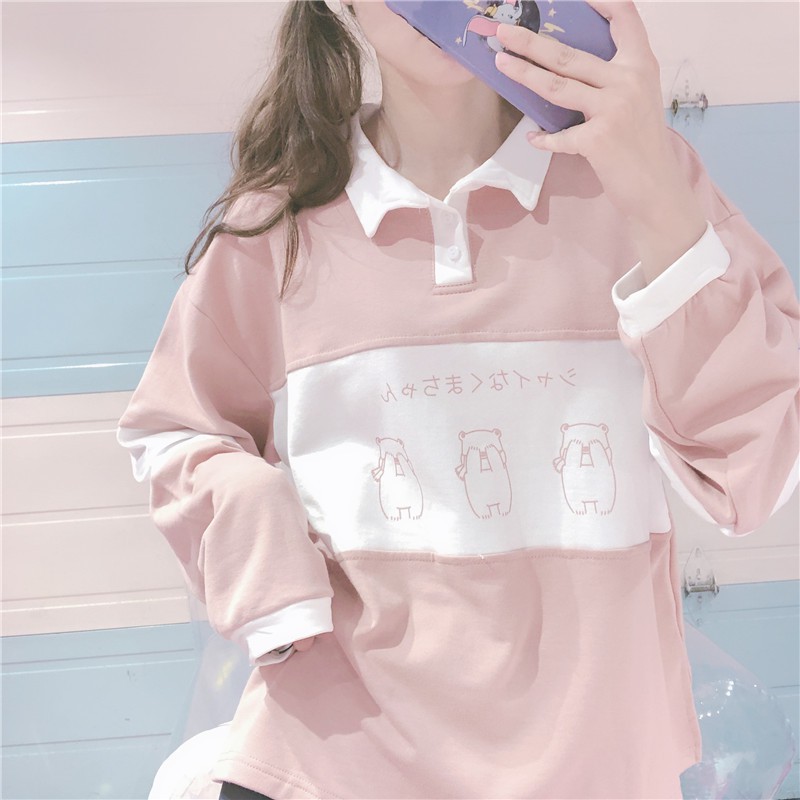 FREESHIP Áo sweater polo chữ hàn unisex