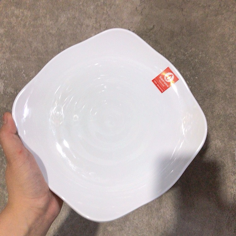 Đĩa Vuông Có Vân Nhựa Melamine Phíp Trắng Nhiều Size Thương Hiệu Srithai