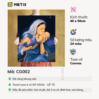 Tranh Tô Màu Theo Số Thiên Chúa Tranh Số Hoá Đức Mẹ Maria Căng Khung sẵn METIS CG003